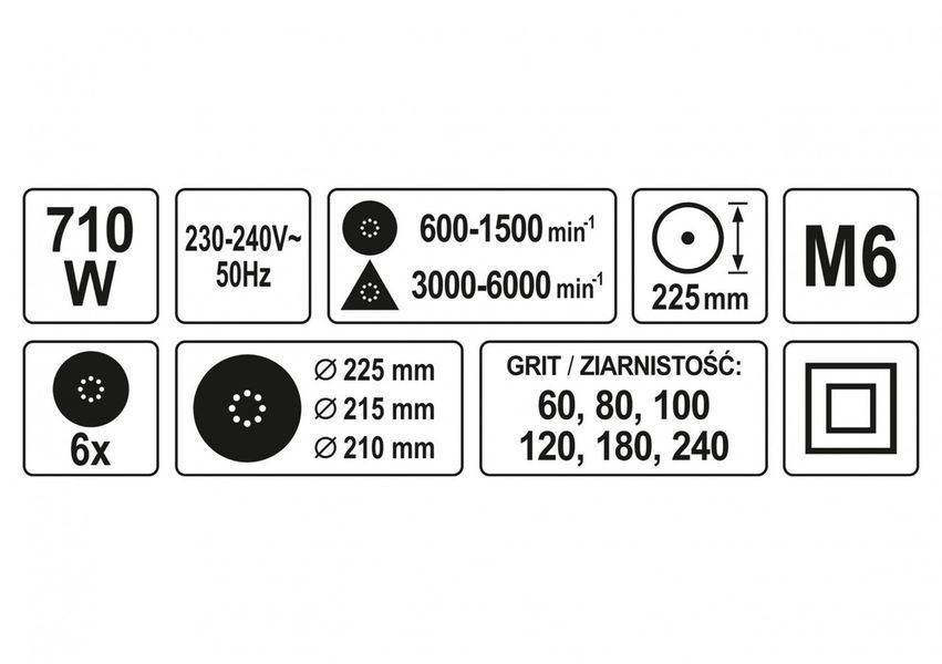 Профессиональная шлифмашина для стен и потолка (жираф) YATO YT-82350 : 710 Вт, 225 мм кейс YT-82350 фото