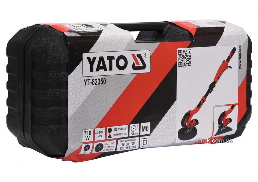 Профессиональная шлифмашина для стен и потолка (жираф) YATO YT-82350 : 710 Вт, 225 мм кейс YT-82350 фото