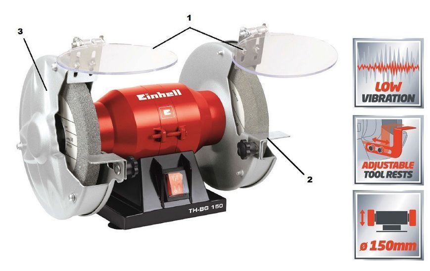 Станок для заточки (точило) Einhell TC-BG 150 : 150Вт, диск 150мм, 2950 об/мин. (4412632) 4412632 фото