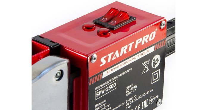 Паяльник для пластикових труб START PRO SPW-2500: 2500Вт, 6 насадок, час нагріву 5 хв, вага 5.7 кг SPW-2500 фото