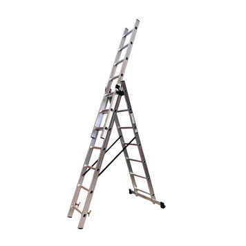 Лестница алюминиевая трёхсекционная GTM KME307 3x7 ступенек 1.9-4.07м (39944) 39944 фото