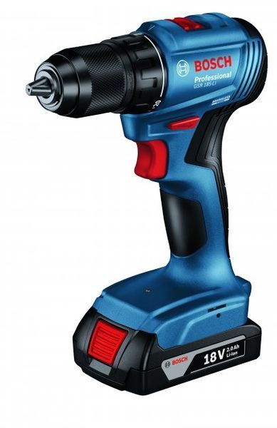 Аккумуляторная бесщеточная дрель-шуруповерт Bosch GSR 185-LI Professional : 2 АКБ 18V 2.0Ah + З/П 06019K3000 фото