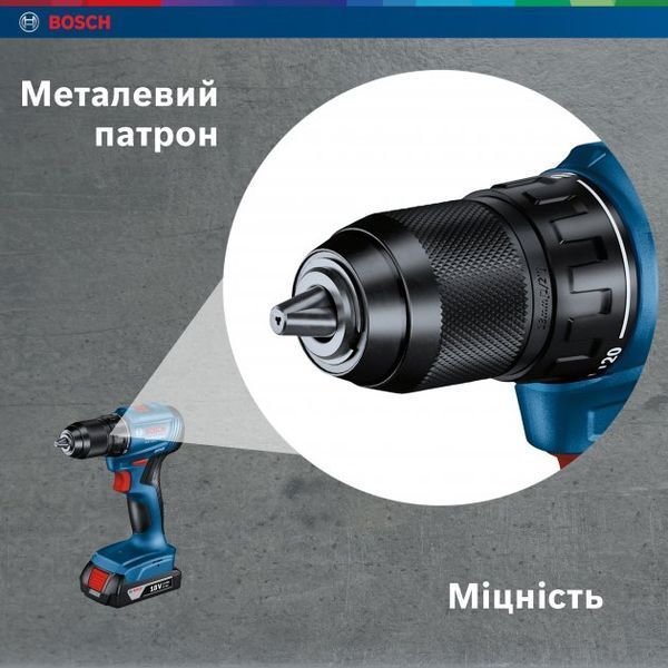 Аккумуляторная бесщеточная дрель-шуруповерт Bosch GSR 185-LI Professional : 2 АКБ 18V 2.0Ah + З/П 06019K3000 фото
