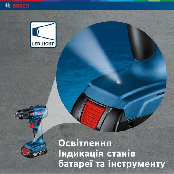 Аккумуляторная бесщеточная дрель-шуруповерт Bosch GSR 185-LI Professional : 2 АКБ 18V 2.0Ah + З/П 06019K3000 фото