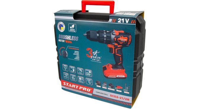 Потужний акумуляторний шуруповерт START PRO SCD2-21/2В BRUSHLESS: Li-ion,В. 21; А * год. 2.6 SCD2-21/2В фото
