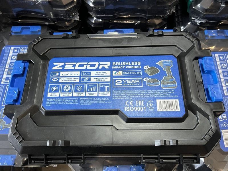 Гайковерт аккумуляторный бесщеточный ZEGOR SDAX-21BL-500 (акум 21V 4Ah 2шт и зарядка) SDAX-21BL-500 фото