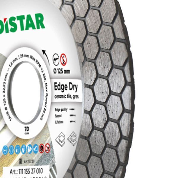 Диск алмазный отрезной Distar 1A1R 125 EDGE DRY :125x1,6x25x22,23мм, керамика, керамогранит 11115537010 фото