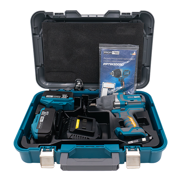 Аккумуляторный гайковерт PROFI-TEC PPTW20020 UltraCore (20В 8а 2шт и зарядка) 007177 фото
