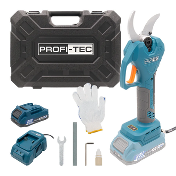 Акумуляторний секатор PROFI-TEC PES40 UltraCore (1&times;акум. (2.0 Аг), зарядне, кейс) 007631 фото