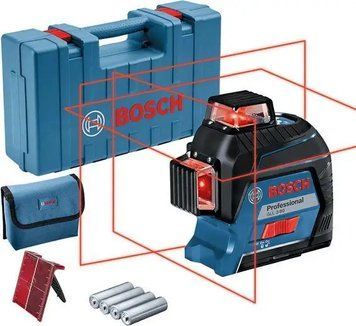 Професійний лінійний лазерний нівелір Bosch Professional GLL 3-80 в кейсі з мішенню та чохлом, червоний промінь 0601063S00 фото