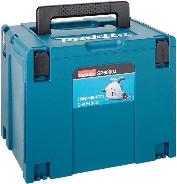 Професійна ручна заглибна дискова пила Makita SP 6000J : 1300 Вт, 165мм, 55мм глибини погружна в кейсі + лінійка 1.5м SP6000J лінійка фото
