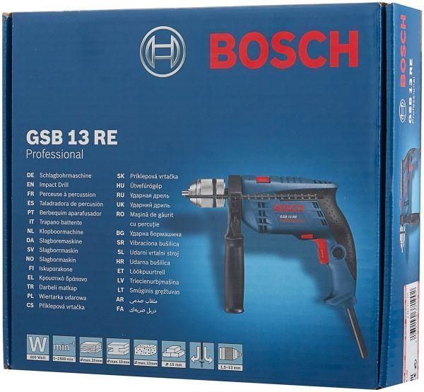 Профессиональная дрель электрическая ударная (электродриль) Bosch GSB 13 RE БЗП 600 Вт 1.5-13мм сверло 0601217100 фото
