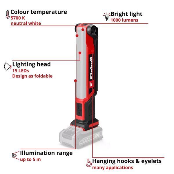 Фонарь аккумуляторный Einhell TE-CL 18/1000 S Li-Solo (18В/каркас) 4514180 фото