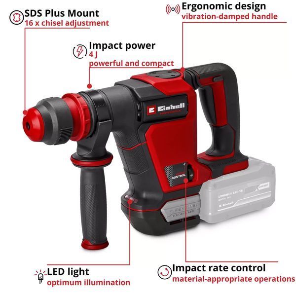 Відбійний молоток акумуляторний безщітковий Einhell Professional TP-DH 18/4 Li BL-Solo (18В/каркас) 4514190 фото