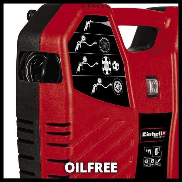 Потожний компресор Einhell TC-AC 180/8 OF : 1100 Вт, 3750 об/хв, макс.продуктивність 180л /хв, 8 бар (4010486) 4010486 фото