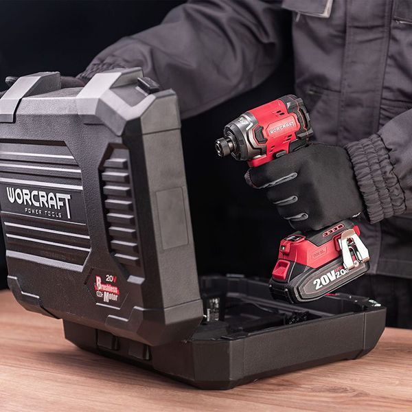 Акумуляторний безщітковий гвинтоверт ударний WORCRAFT CIS‑S20LiBM‑260 (13274) з АКБ та ЗП і кейс, Крутний до 260 Нм 13274 фото