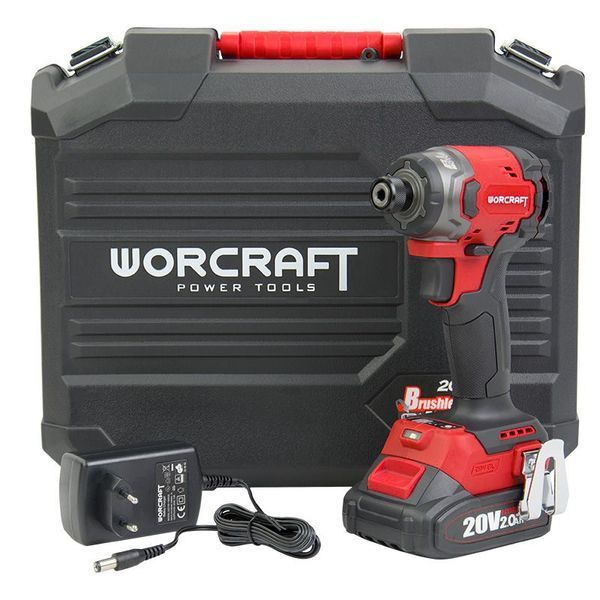 Акумуляторний безщітковий гвинтоверт ударний WORCRAFT CIS‑S20LiBM‑260 (13274) з АКБ та ЗП і кейс, Крутний до 260 Нм 13274 фото