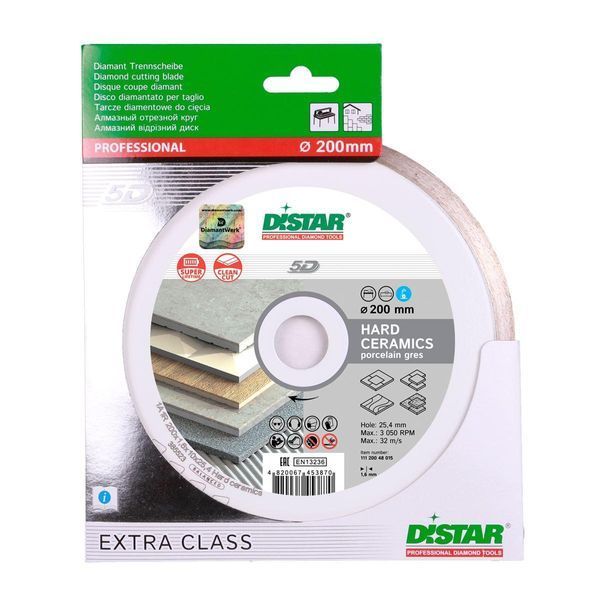 Диск алмазний відрізний Distar Hard ceramics 1A1R 200x1,6x25,4 кераміка, керамограніт, мармур 11120048015 11120048015 фото
