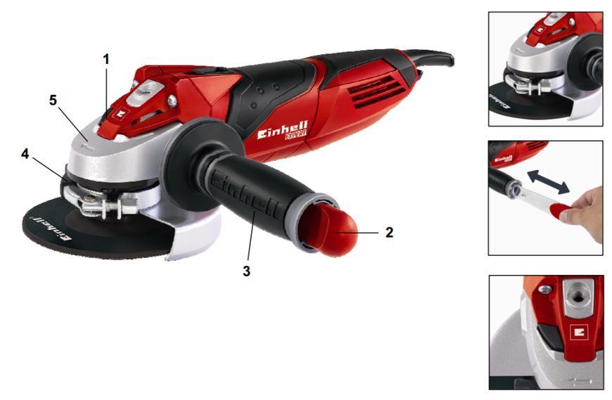 Професійна кутова шліфмашина Einhell TE-AG 125/750 : 750 Вт, 11100 об/хв, діаметр диска 125 мм (4430880) 4430880 фото