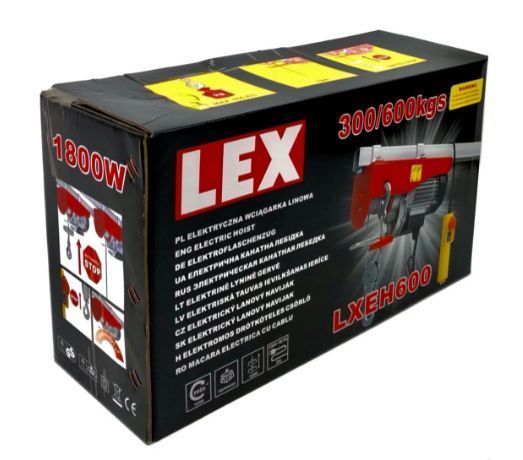 Тельфер электрический LEX 300/600 кг (LXEH600),300/600 кг, 1800 Вт, высота 12 м, 5 м/мин LXEH600 фото