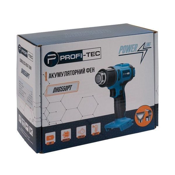 Акумуляторний фен PROFI-TEC DHG550PT_1 POWERLine LCD-дисплей : без АКБ, 350 &ndash; 550 &deg;С (006118) 006118 фото