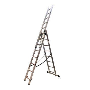 Лестница алюминиевая трёхсекционная GTM KME308 3x8 ступенек 2.18-4.88м (39945) 39945 фото