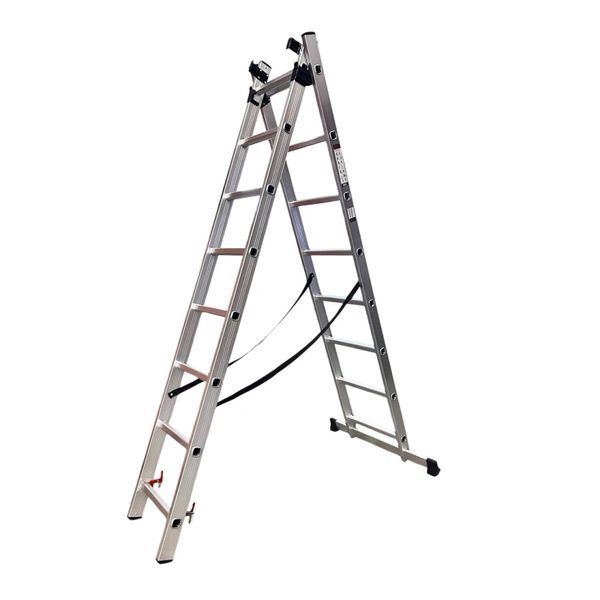Лестница алюминиевая трёхсекционная GTM KME308 3x8 ступенек 2.18-4.88м (39945) 39945 фото