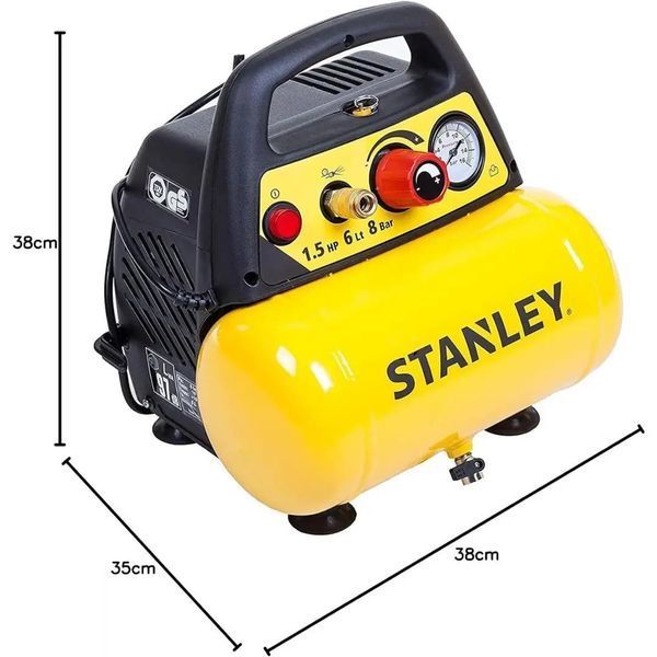 Потужний компресор повітряний безмасляний STANLEY DN200/8/6 : 1.1 кВт, 6 л, 180 л/хв DN200/8/6 фото