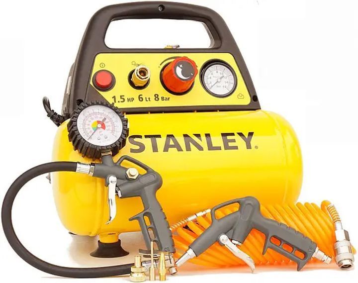 Потужний компресор повітряний безмасляний STANLEY DN200/8/6 : 1.1 кВт, 6 л, 180 л/хв DN200/8/6 фото