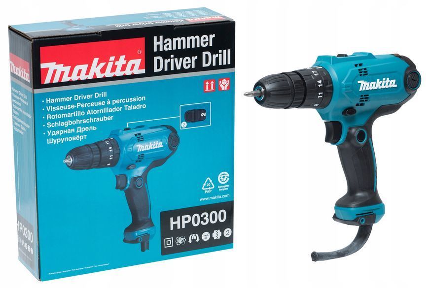 Потужний електричний дриль-шуруповерт (електрошуруповерт) MAKITA HP0300 : 220 Вт, 1-10мм сверло шуруповерт для дому HP0300 фото