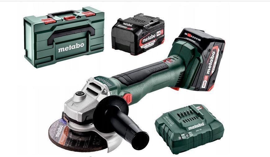 Мощная аккумуляторная болгарка Metabo W 18 L BL 9-125: с АКБ 2шт-18В/4,0Ач, 125мм диск (602374510) 602374510 фото