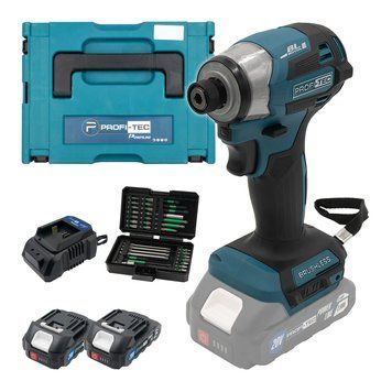 Акумуляторний імпульсний гвинтоверт PROFI-TEC PID1820BL POWERLine : з АКБ 2шт-20V 2Ah, набір біт 007224 фото