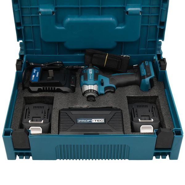 Аккумуляторный импульсный винтоверт PROFI-TEC PID1820BL POWERLine: с АКБ 2шт-20V 2Ah, набор бит 007224 фото