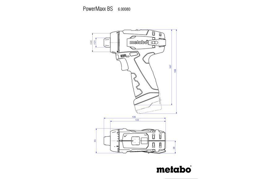 Мощная аккумуляторная дрель-шуруповерт Metabo PowerMaxx BS Basic LC 12 : 34 Нм, кейс (600984500) 600984500 фото