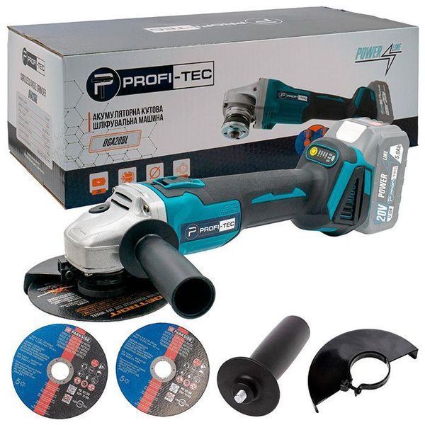 Угловая бесщеточная шлифмашина PROFI-TEC DGA20BL POWERLine: без АКБ, диск 125 мм 005940 фото