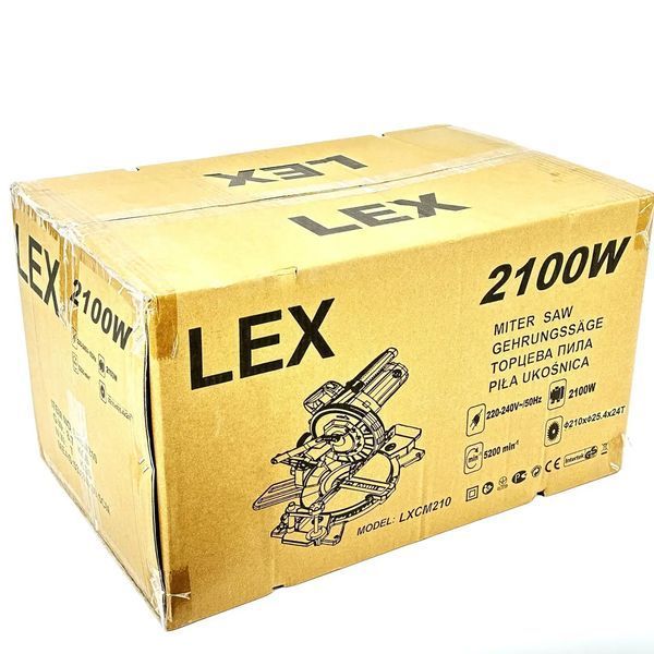 Профессиональная торцовочная пила LEX LXCM210 : 2100 Вт, диск 210х25.4 мм, лазерный маркер LXCM210 фото