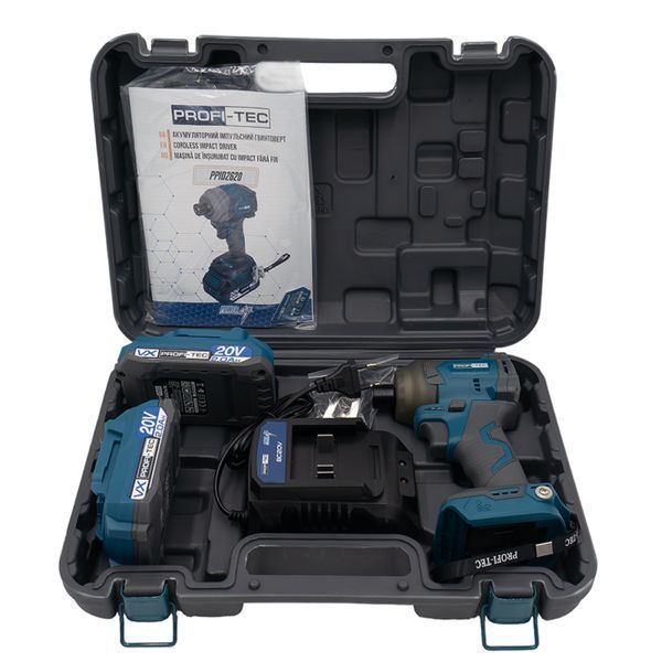 Шуруповерт аккумуляторный импульсный PROFI-TEC PPID2620 ​​007132 (2акум.20В 2Ач PT2020VX/зарядный/кейс/260Нм) 007132 фото