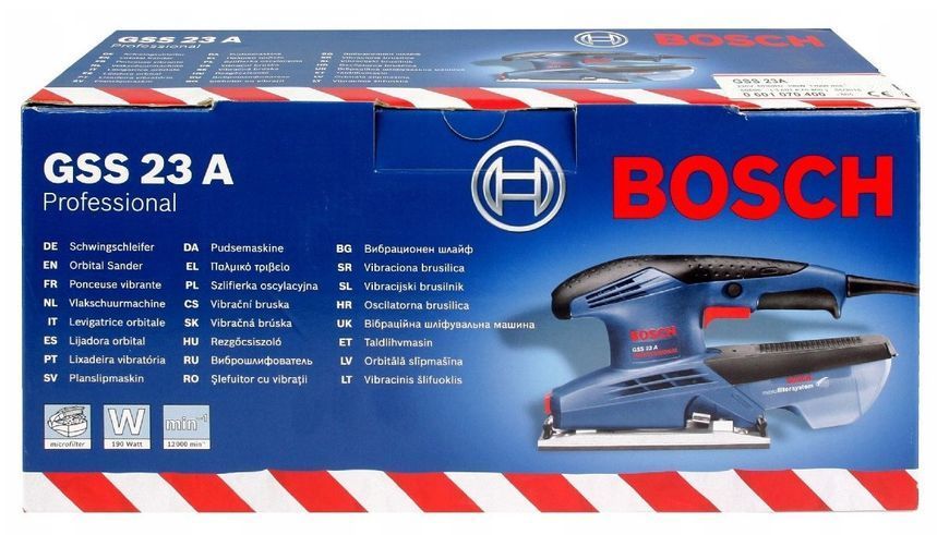 Электрическая вибрационная шлифмашина по дереву Bosch GSS 23 A : 190 Вт, 1.7кг плоская шлифмашина 0601070400 фото