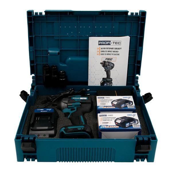 Аккумуляторный гайковерт PROFI-TEC PTW502 POWERLine: с АКБ 2шт-20V 4.0Ah,400 Нм (007030) 007030 фото