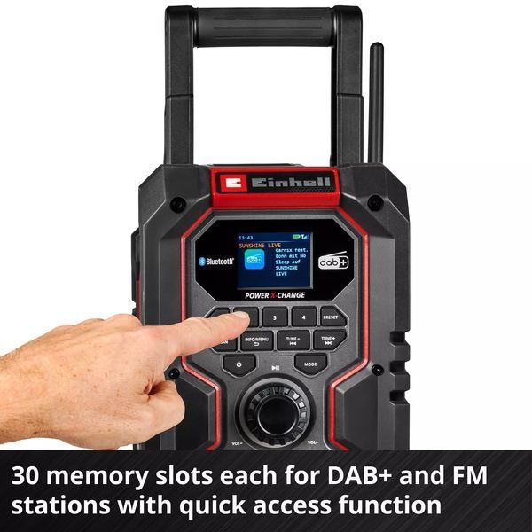 Гібридна радіостанція Einhell TE-CR 18 Li DAB+/FM/BT - Solo 3407995 фото