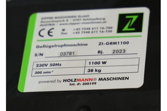 Машина Zipper ZI-GRM1100 для ощипывания перьев &mdash; 1100 Вт, барабанная &Oslash; 550 мм ZI-GRM1100 фото