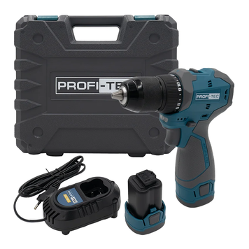 Акумуляторний шуруповерт 55 Нм PROFI-TEC PPCD5516 (2&times;акумулятора(2.0 Аг), зарядние, кейс)) 007152 фото