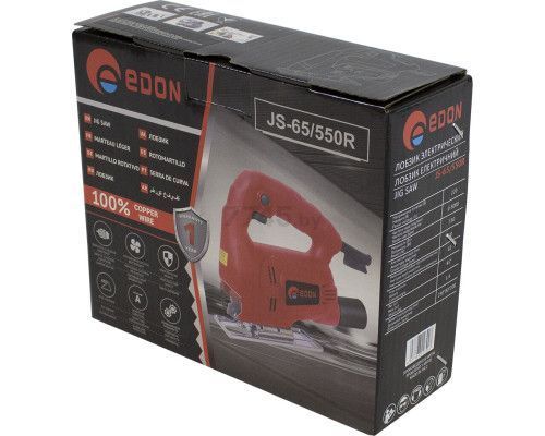 Лобзик электрический Edon JS-65/550R, 550 Вт, 3000 ход/мин, угол реза 45, макс. пропил 65 мм JS-65/550R фото