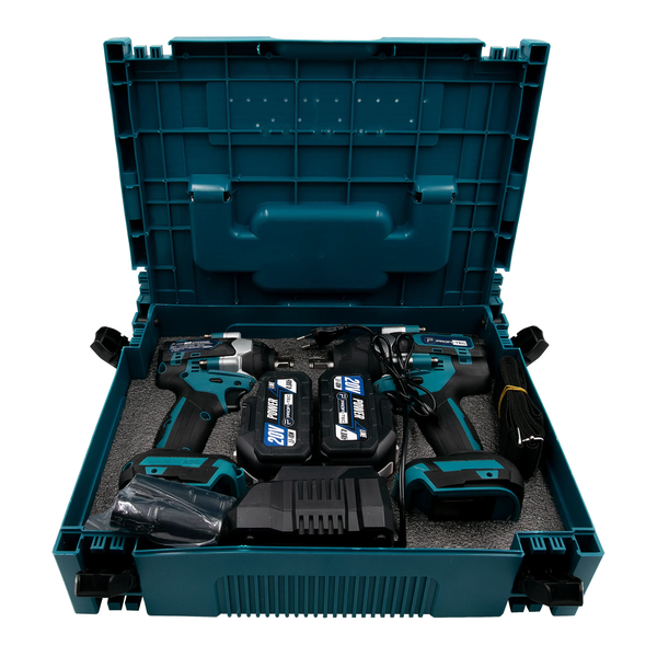 Аккумуляторный набор гайкокрутов 350 Нм и 700 Нм PROFI-TEC Combo Set 2/4 POWERLine (DTW500BL, DTW800BL) (2&times;Акум. (4.0 Ач)+зарядное+кейс)) 006300 фото
