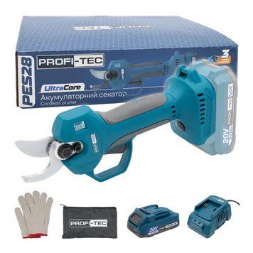 Акумуляторний секатор PROFI-TEC PES28 UltraCore (акум 2а і зарядка) 007630 фото