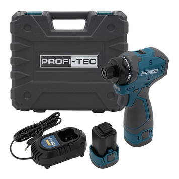 Акумуляторний шуруповерт під біти PROFI-TEC PPCD5516Q ( 55 Нм ,2&times;Акум.(2.0 Аг), зарядне, кейс) 007153 фото