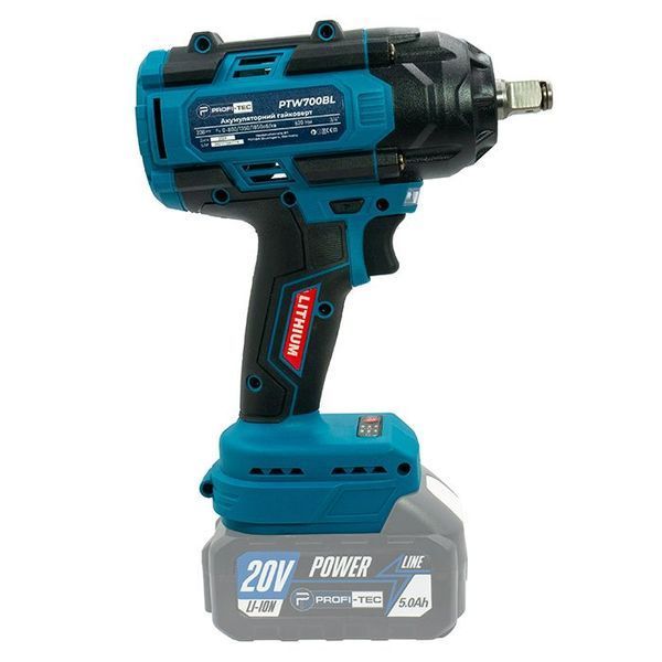 Гайковерт ударний акумуляторний PROFI-TEC PTW820BL POWERLine : з АКБ 2шт-20V 4.0Ah, 720 Нм 007043 фото