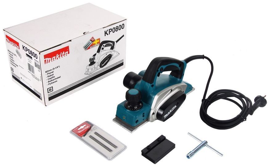 Електричний ручний рубанок (фуганок) MAKITA KP0800 : 620 Вт, ширина 82мм, глибина 2.5мм, 2.6 кг (електрорубанок) KP0800 фото