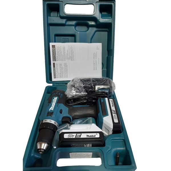 Профессиональная дрель-шуруповерт аккумуляторная ударная Makita HP488DWAE : с АКБ 2 шт 18V 1,5 Аh HP488DWAE фото
