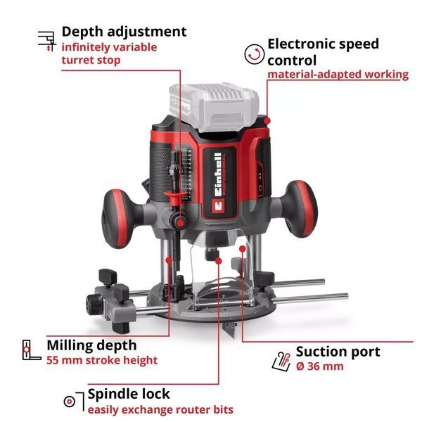 Фрезер безщітковий Einhell Professional TP-RO 18/55 Li BL-Solo (18В/каркас) 4350425 фото